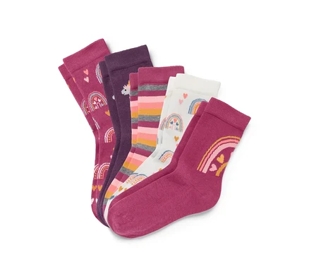 Fünf Paar Socken, rosa.