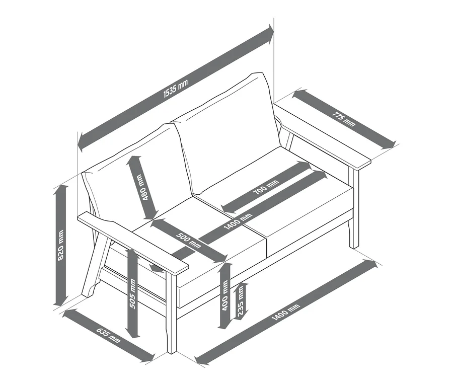 2-Sitzer-Sofa aus FSC®-zertifiziertem Holz bei Tchibo kaufen | 116125