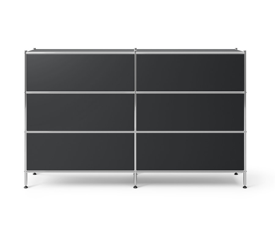 Schwarze Kommode Metall »CN3« mit 6 Schubladen.