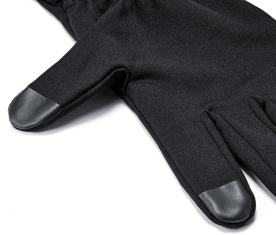 Detailaufnahme eines schwarzen Laufhandschuhs.