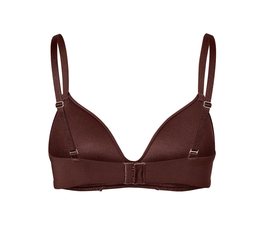 Detailansicht eines braunen Softschalen-BHs.