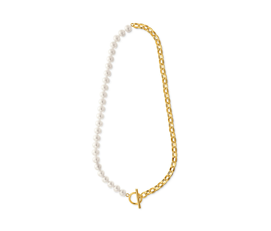 Kette halb Perle, halb goldene Kette.