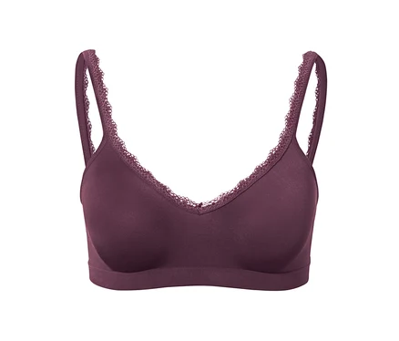Auberginefarbener Seamless-Soft-BH mit Spitze.