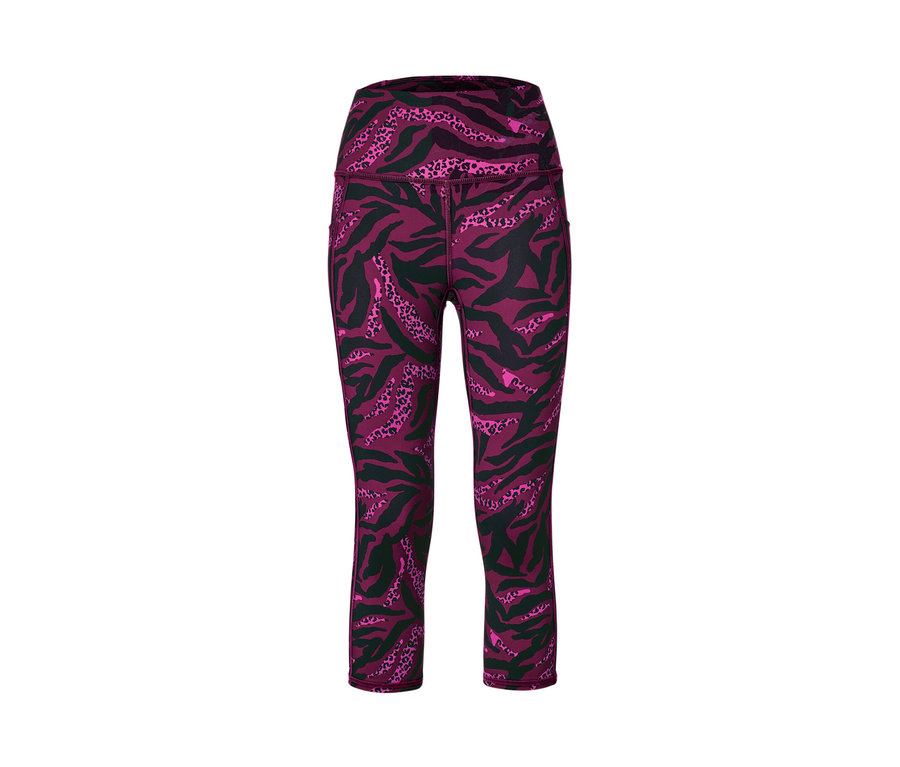 Lila 3/4-Sporttight mit Alloverprint.