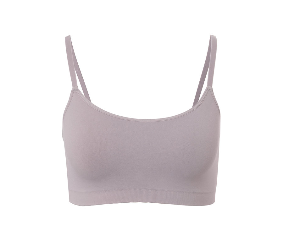Ein graues Seamless-Bustier mit Spitze.