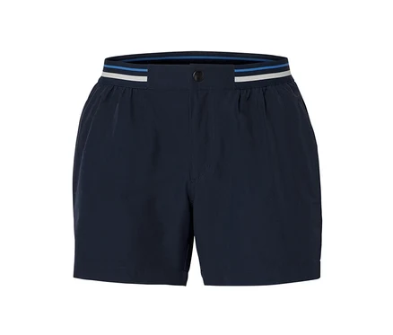 Dunkelblaue Badeshorts.