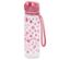 Eine rosa Trinkflasche mit Blumenmuster.
