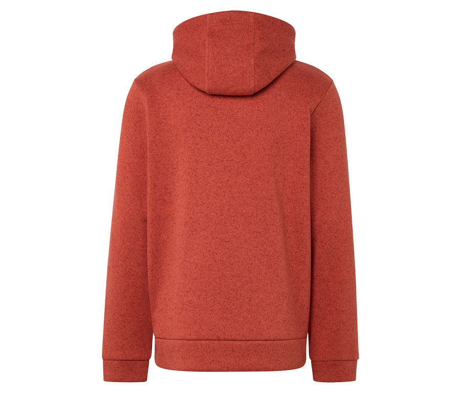 Rückansicht eines orangefarbenen Hoodies.
