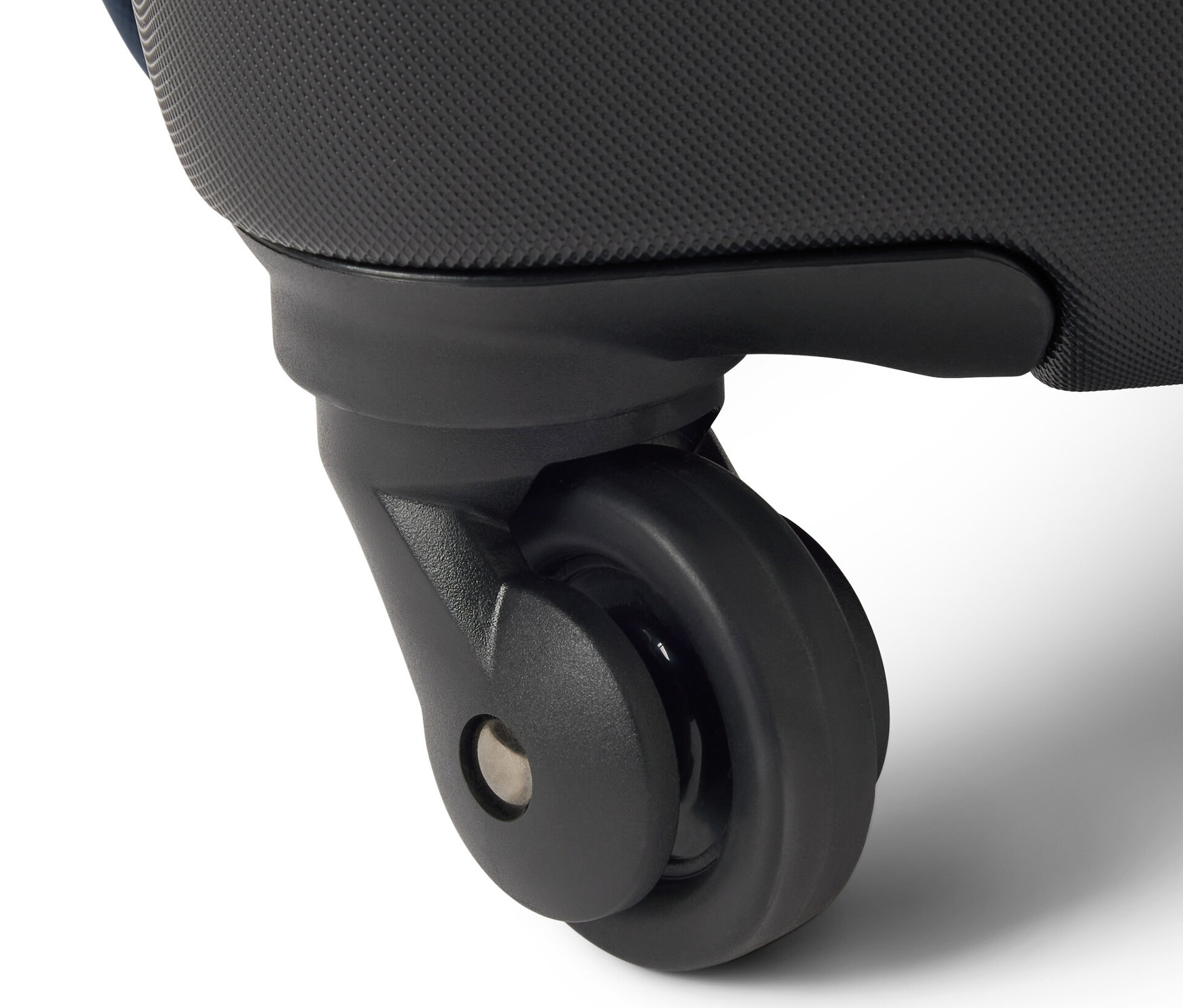 Detailaufnahme einer schwarzen Hybridkoffer-Ersatzrolle.