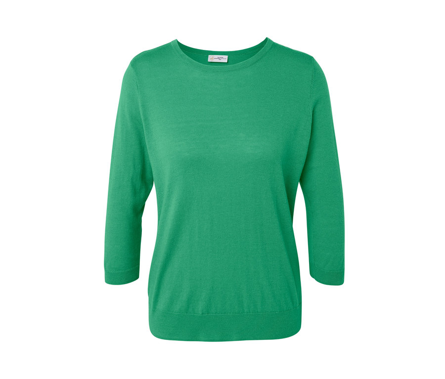 Grüner Feinstrickpullover mit Seide.