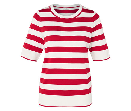 Feinstrickpullover, rot-weiss gestreift