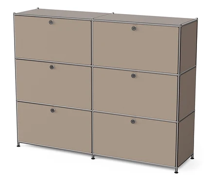 Metall-Kommode »CN3« mit 6 Klappenfächern, taupe.