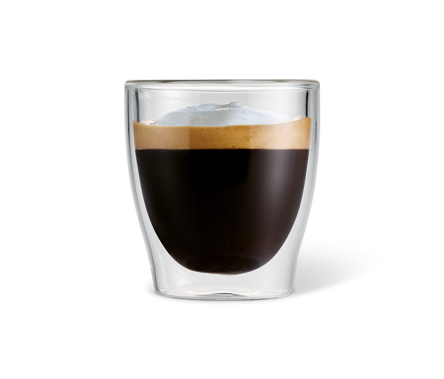 Espresso in 2 doppelwandigen Gläsern.