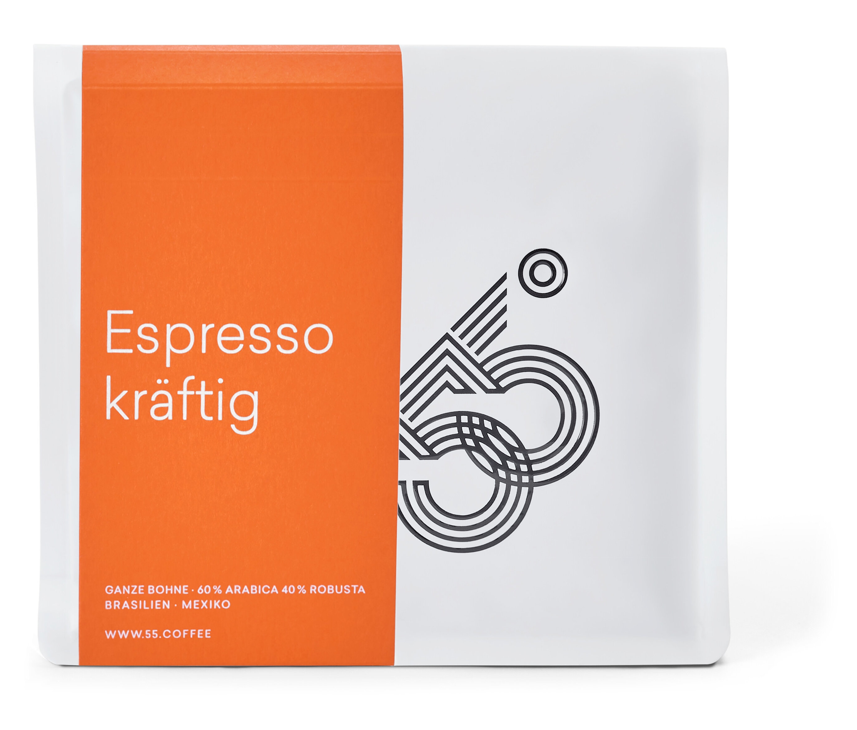 Packung 55 Degrees - Espresso kräftig - 250 g Ganze Bohne.