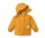Gelbe Thermo-Regenjacke mit Kapuze und Applikation.