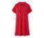Rotes Frottee-Strandkleid mit Kapuze und kurzen Ärmeln.