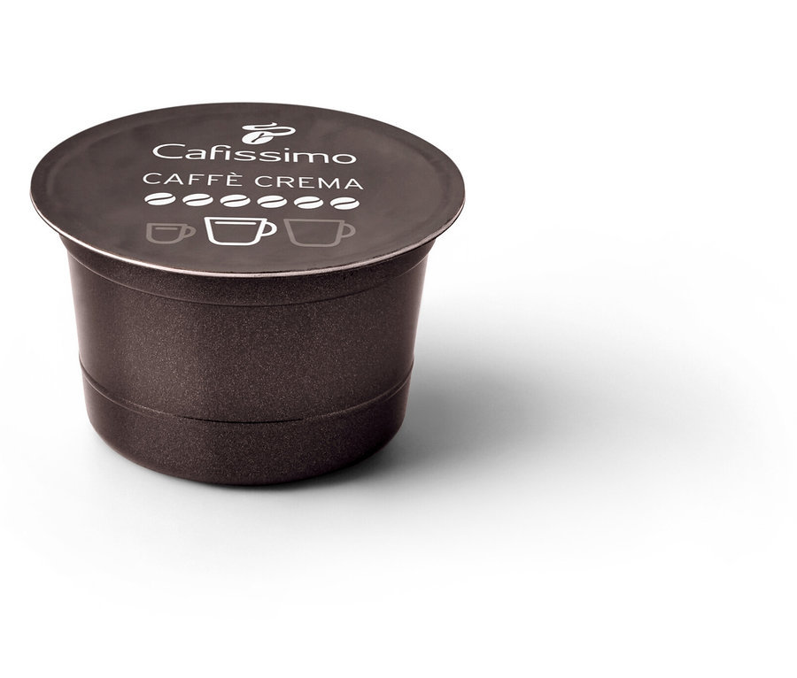 Nahaufnahme einer einzelnen Cafissimo Caffè Crema kräftig Kapsel.