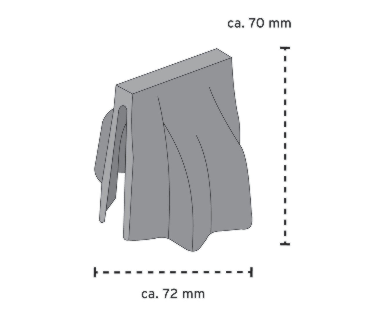 Grauer Zimtsternausstecher mit Maßangaben.