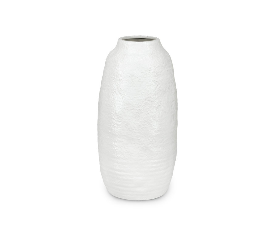 Eine große, weiße SCHÖNER WOHNEN Vase.