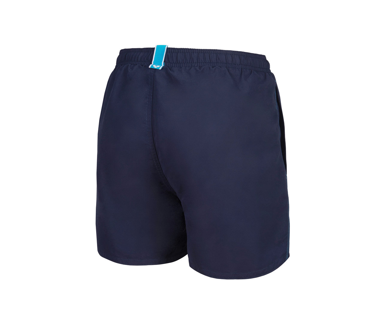 Detailansicht der arena Kinder-Beach-Boxer Solid R in Marineblau von hinten.