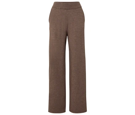 Braune, gestrickte Hose mit weitem Bein.