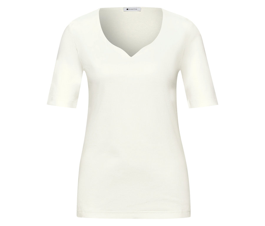 Weißes Street One Kurzarmshirt mit V-Ausschnitt.