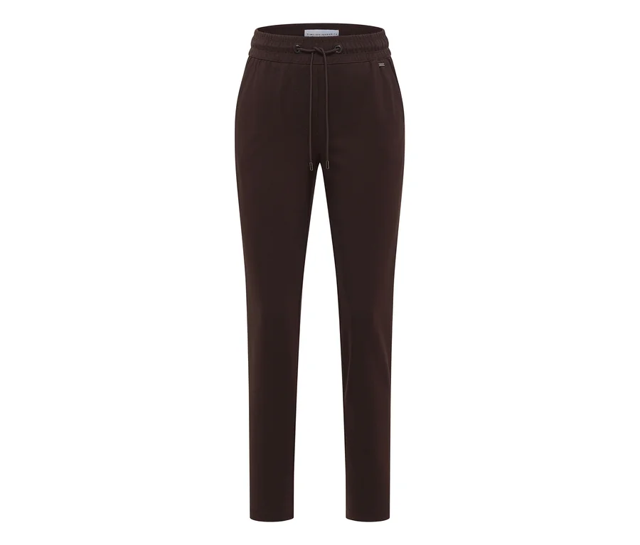 CECIL Jerseyhose, braun. Dunkelbraune Jerseyhose mit elastischem Bund und Kordelzug.