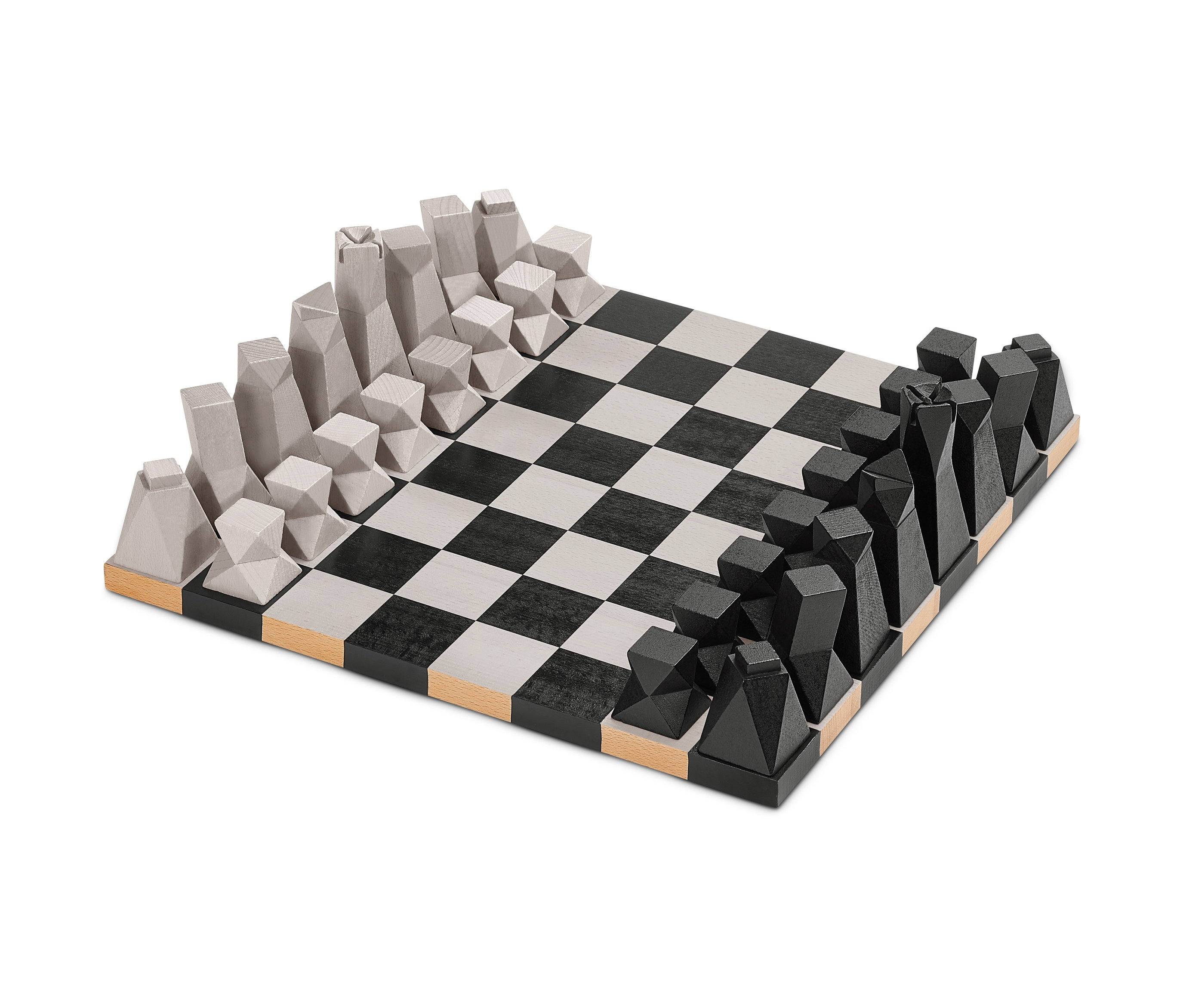 Schwarz-weisses Design-Schachspiel auf Schachbrett.