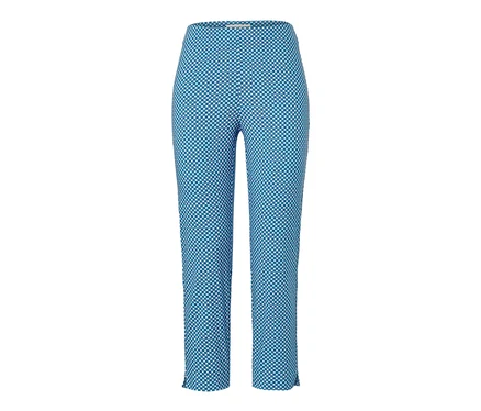 Blaue 7/8-Stretchhose mit Alloverprint.