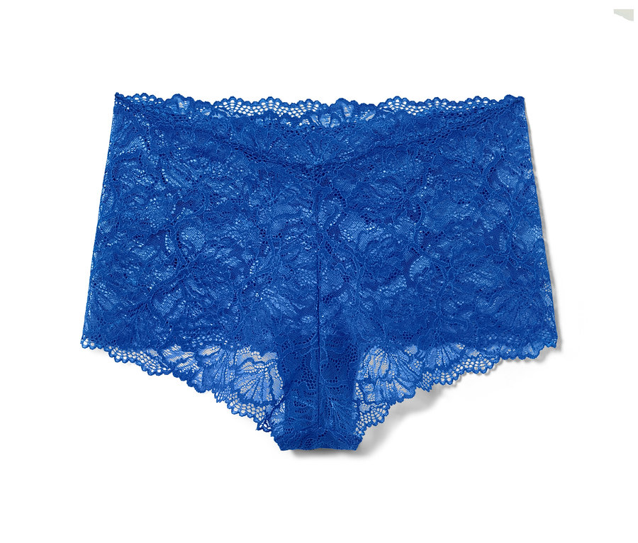 Blaue Spitzen-Panty.