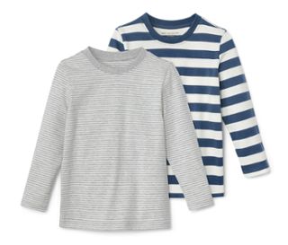 1x weiß-grau-meliert gsetreift, 1x weiß-mittelblau gestreift
