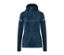 Dunkelblaue Thermojacke mit Reissverschluss und Kapuze.