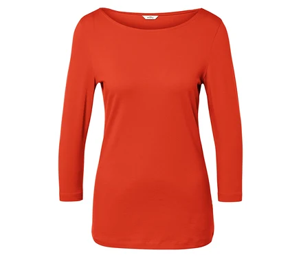 Orangefarbenes Shirt mit 3/4-Arm.