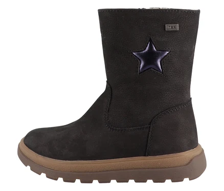 Marineblauer Lurchi Romisha-TEX Stiefel mit brauner Sohle.