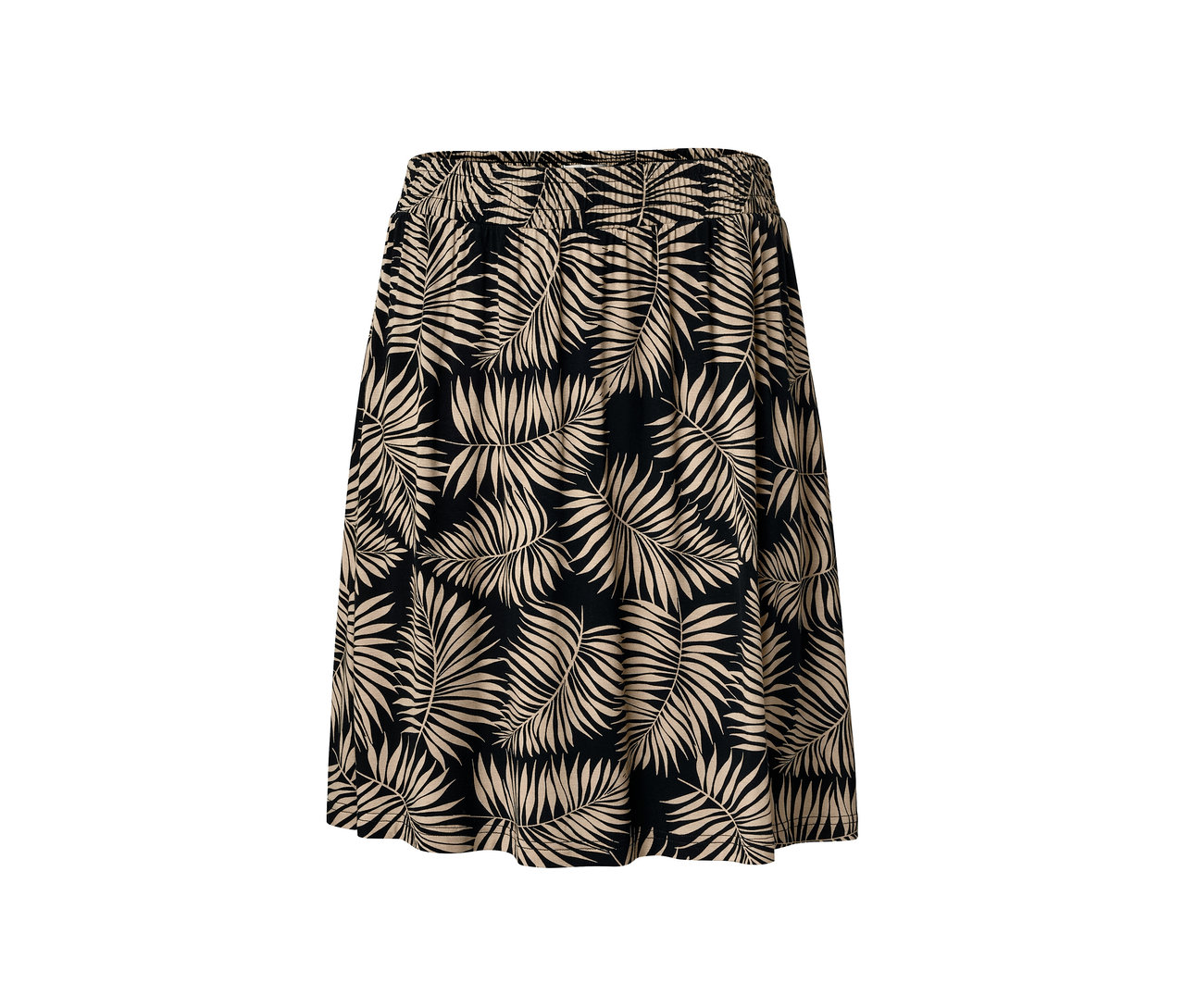 Ein bedruckter Jerseyrock mit Palmenmuster.