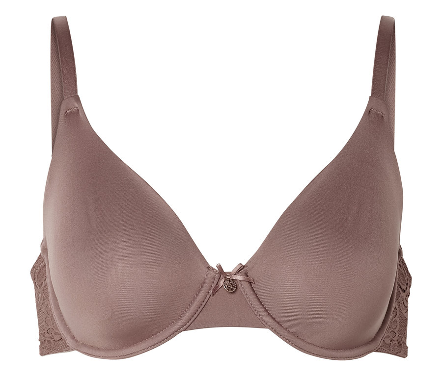 Brauner BH mit Bügel und Spitze an den Seiten.