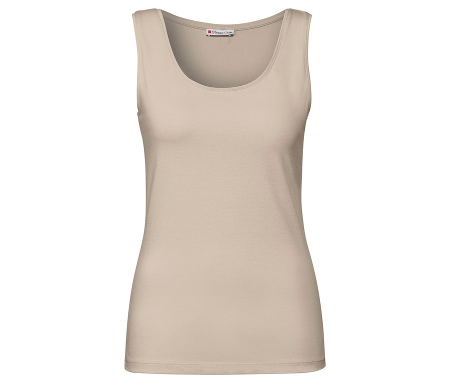 Beiges Street One Basic-Top mit Rundhalsausschnitt.