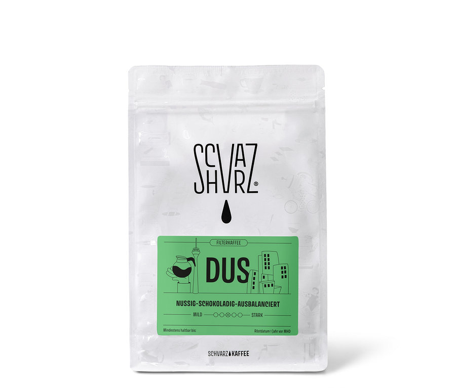 Verpackung von Schvarz - DUS Filterkaffee - 250 g Gemahlen.