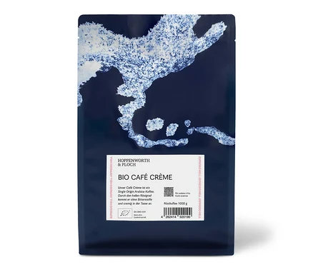 Verpackung Hoppenworth & Ploch - Café Crème Bio - 1 kg Ganze Bohne.