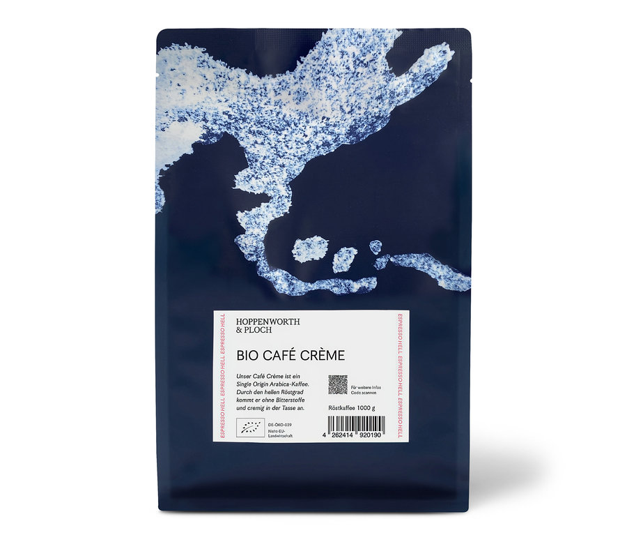 Verpackung Hoppenworth & Ploch - Café Crème Bio - 1 kg Ganze Bohne.