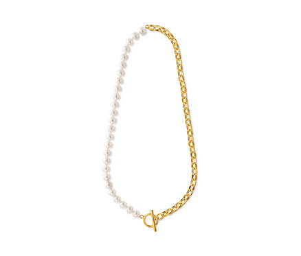 Kette halb Perle, halb goldene Kette.