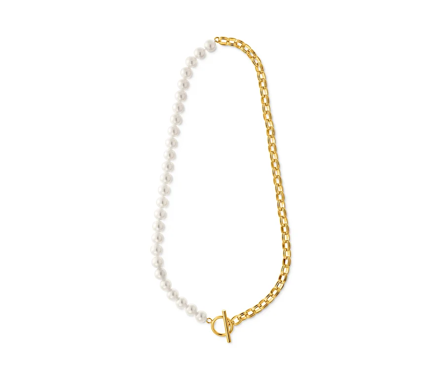 Kette halb Perle, halb goldene Kette.