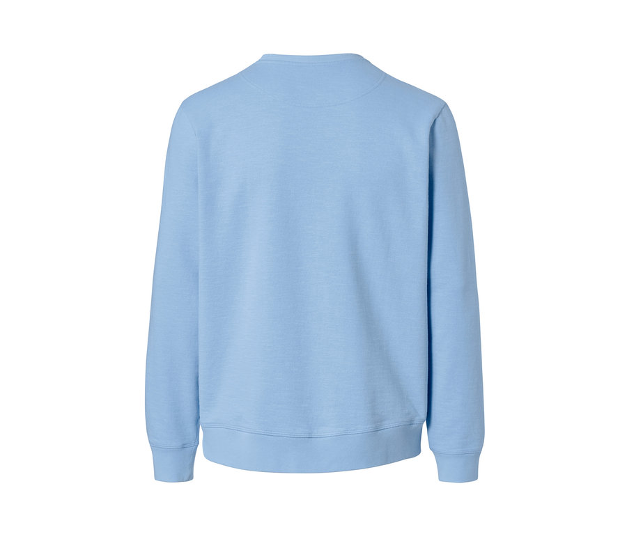 Hellblaues Sweatshirt.