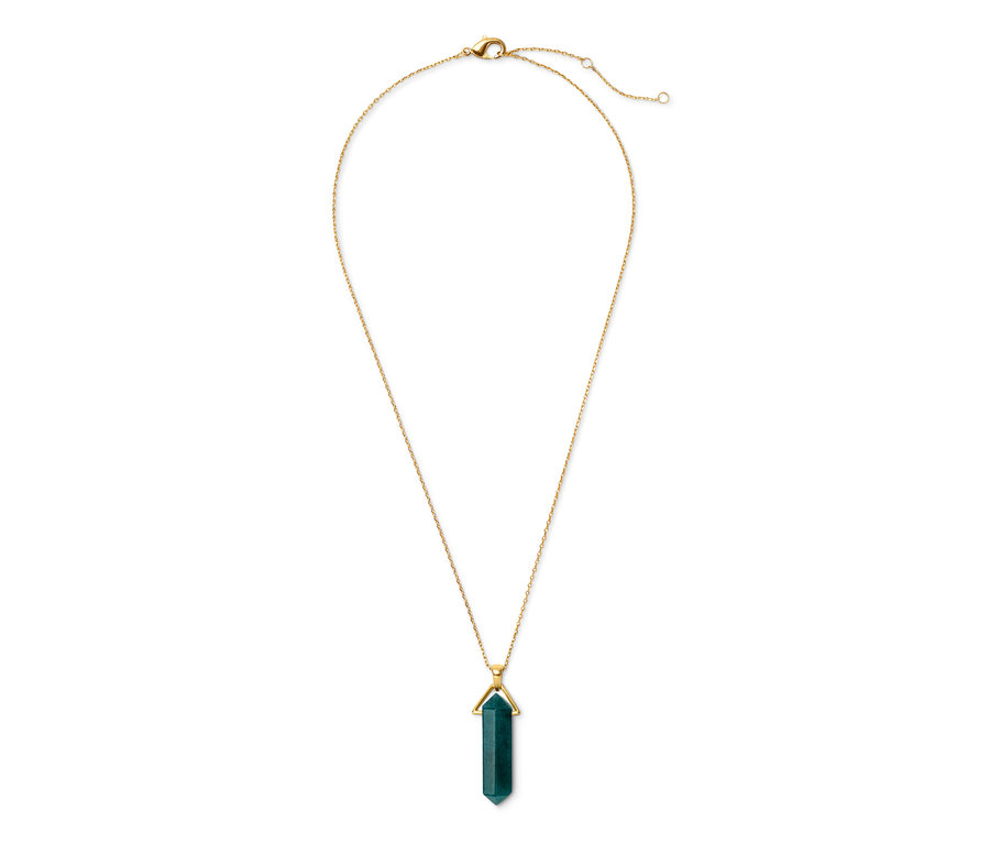 Goldene Halskette mit Jade-Energie-Anhänger.