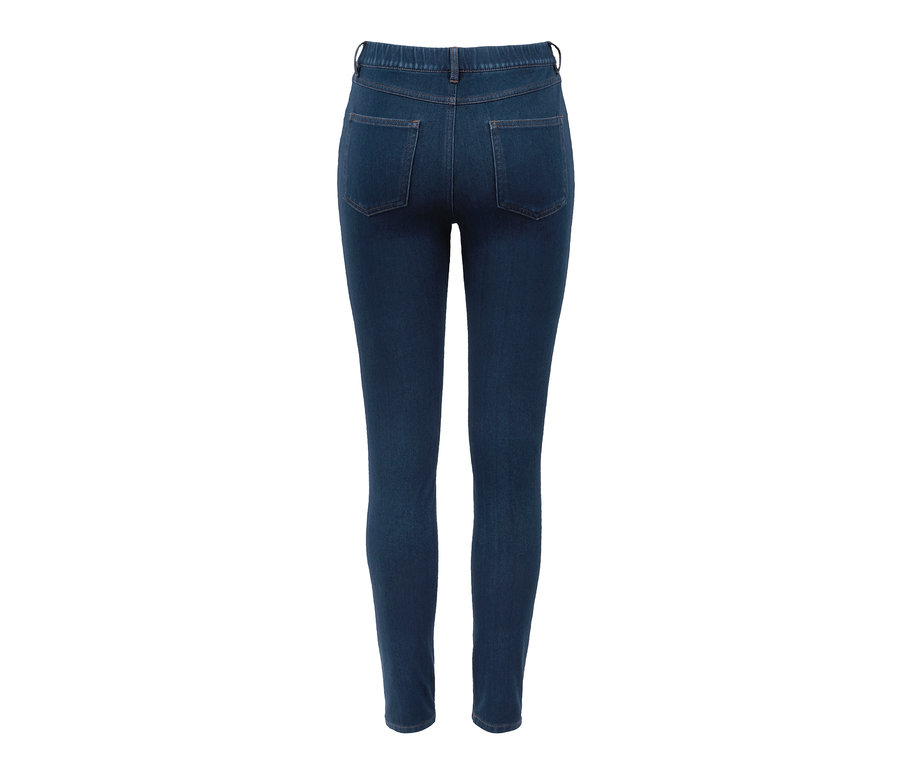 Detailansicht der Rückseite der Denim-Jeggings, mid blue.