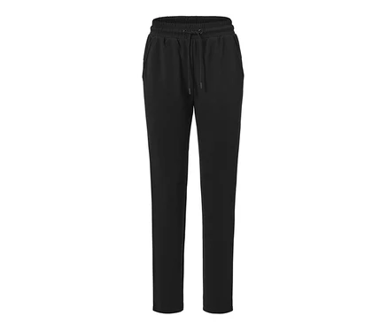 Schwarze Sweathose mit Kordelzug in der Taille.