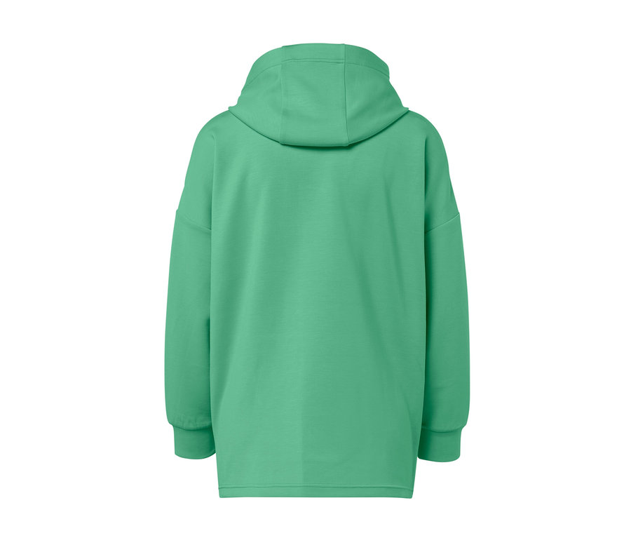 Rückansicht eines grünen Hoodies aus Modal-Mix.