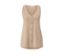 Beige meliertes Top mit Knopfleiste.