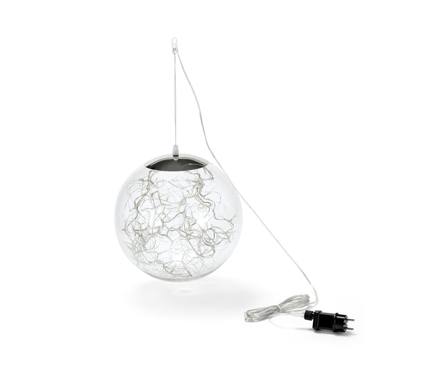 Hängende LED-Kugel, ca. 30 cm Durchmesser, mit Stromkabel.
