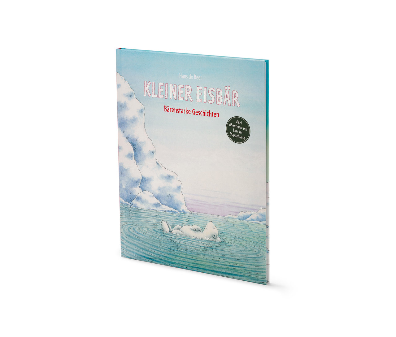 Buch »Kleiner Eisbär – bärenstarke Geschichten« mit einer Illustration eines Eisbären, der im Wasser schwimmt.